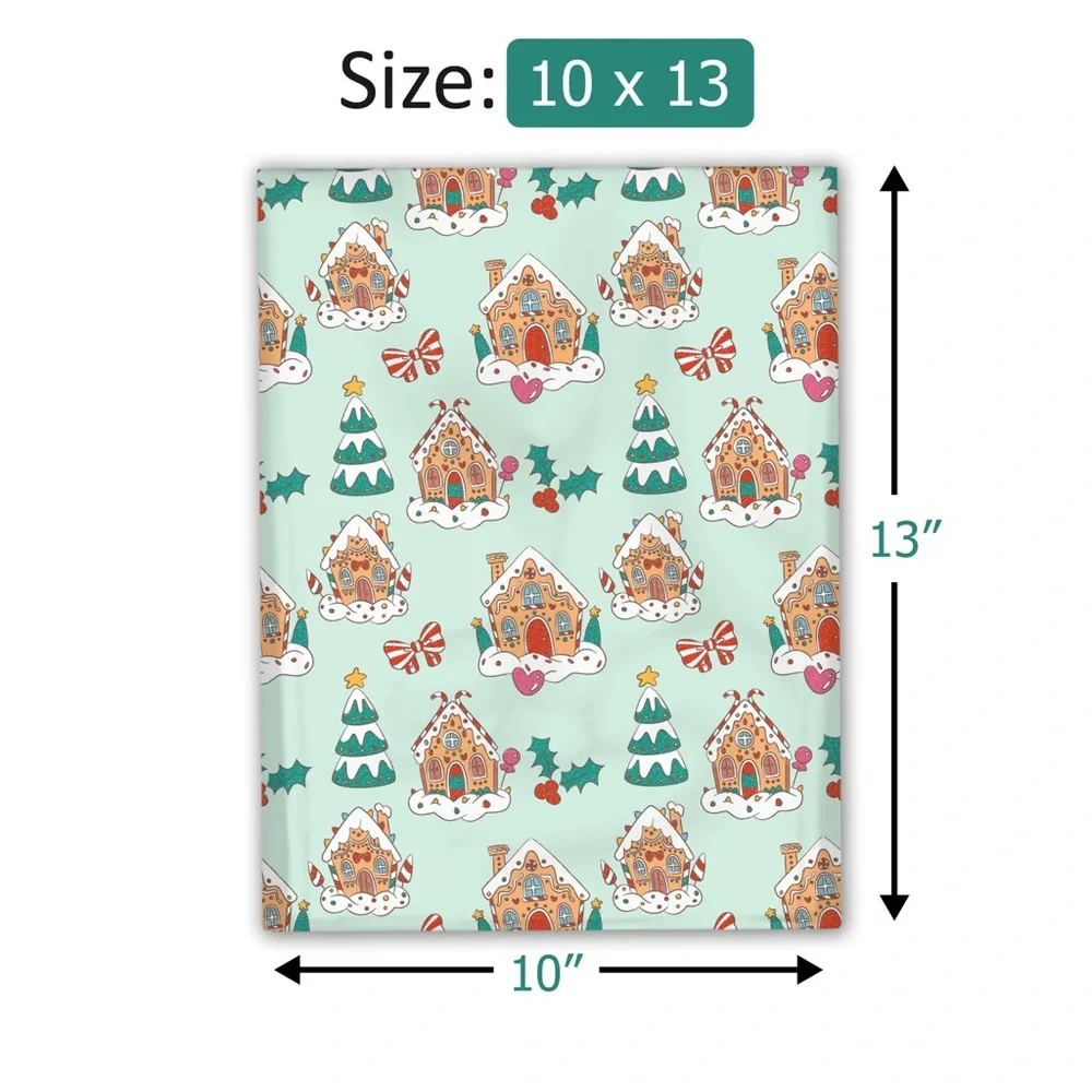 Christmas Gingerbread Houses Poly Mailers 10x13 Pack of 25
